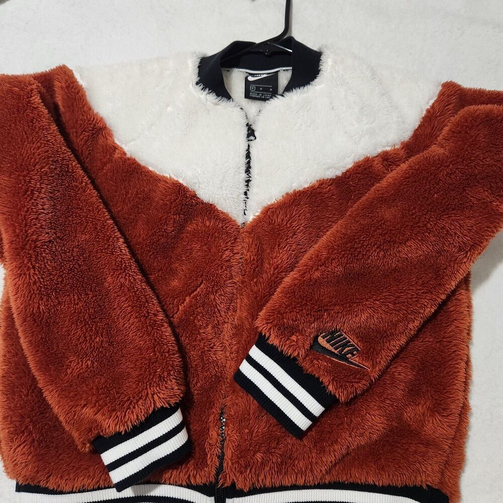 Nike Sportswear Women Fleece Bomber Jacket Size Medium super Soft Warm B5 - Picture 6 of 15